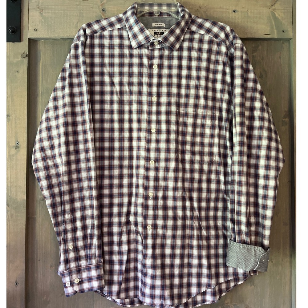 Joseph Abboud Non-Iron Shirt Flip Cuff 100% Cotton Men's Size‎ XL Blue Red White